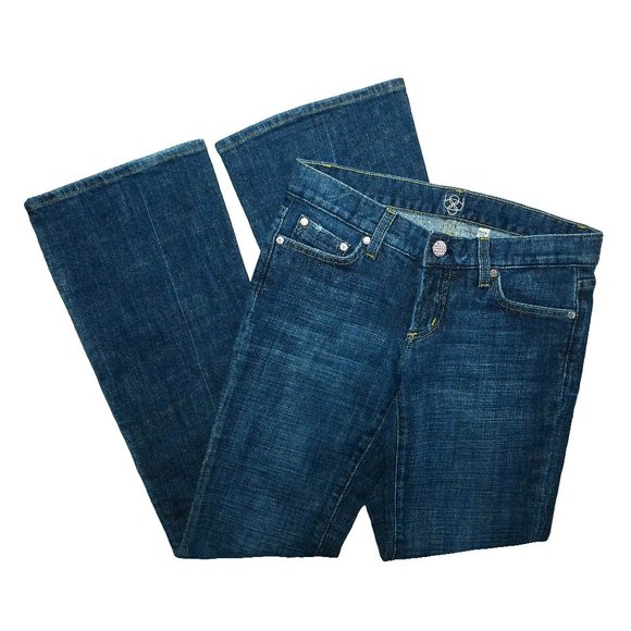 Bebe Dark Denim Twill LowRise Boot Jeans Rhinestone Buttons + Pocket Pin 29W/31L - Picture 3 of 14